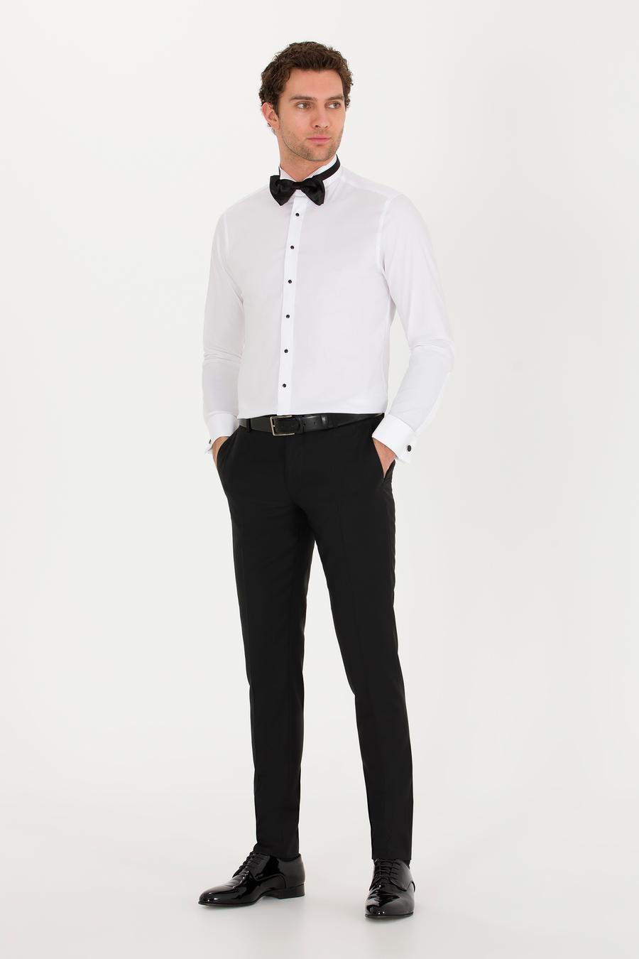 Beyaz Slim Fit Smokin Gömlek - 50269833010