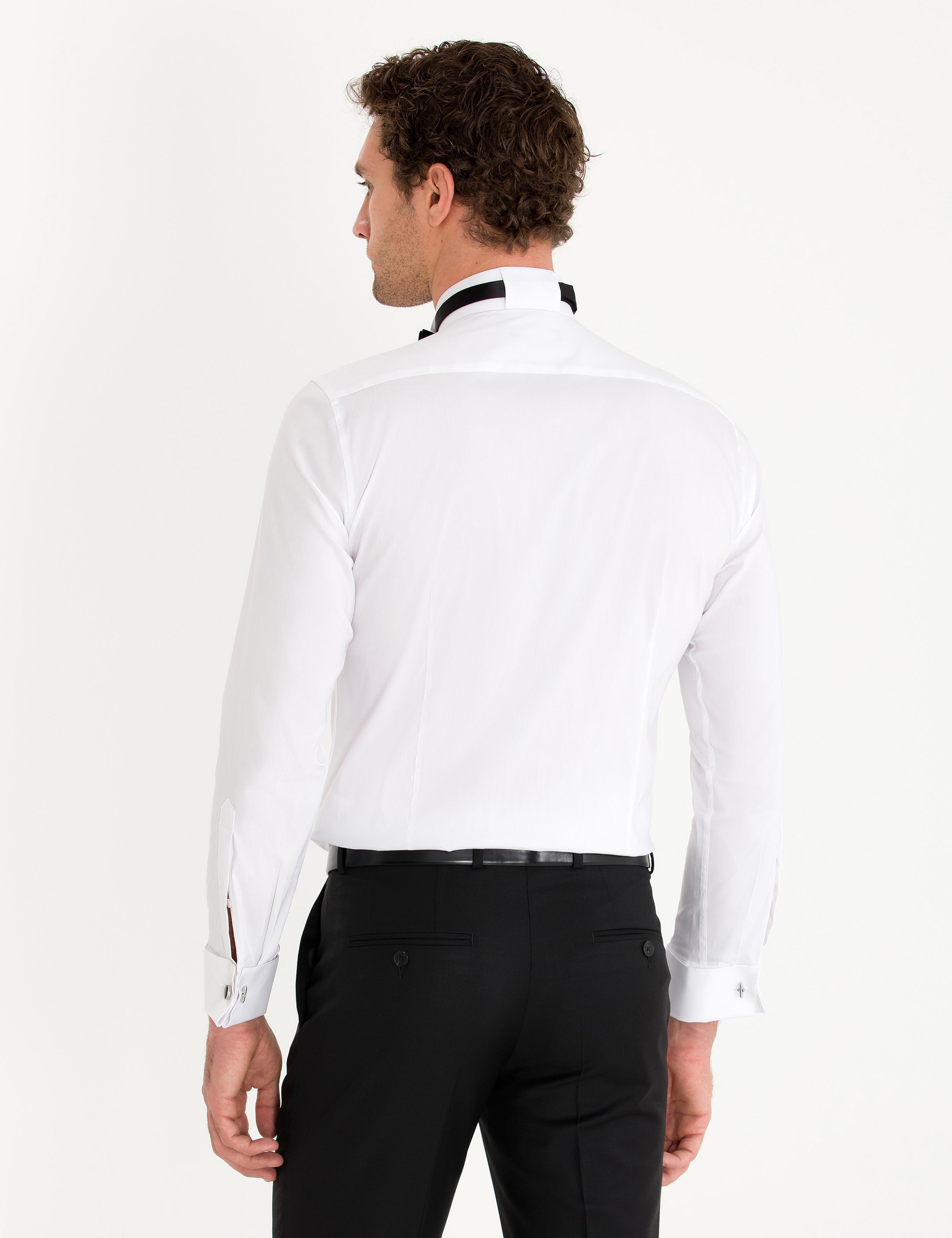 Beyaz Slim Fit Smokin Gömlek - 50269833010