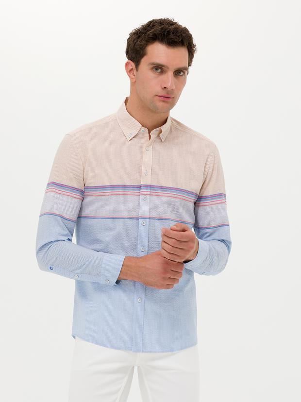 Mavi Slim Fit Uzun Kollu Gömlek