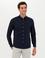 Lacivert Slim Fit Keten Karışımlı Gömlek