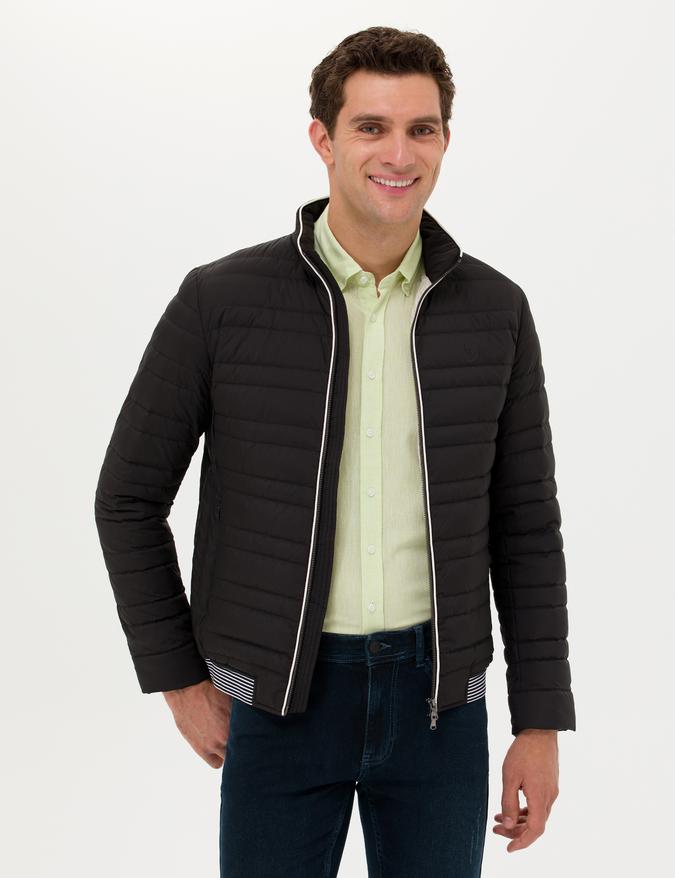 Siyah Slim Fit Mont