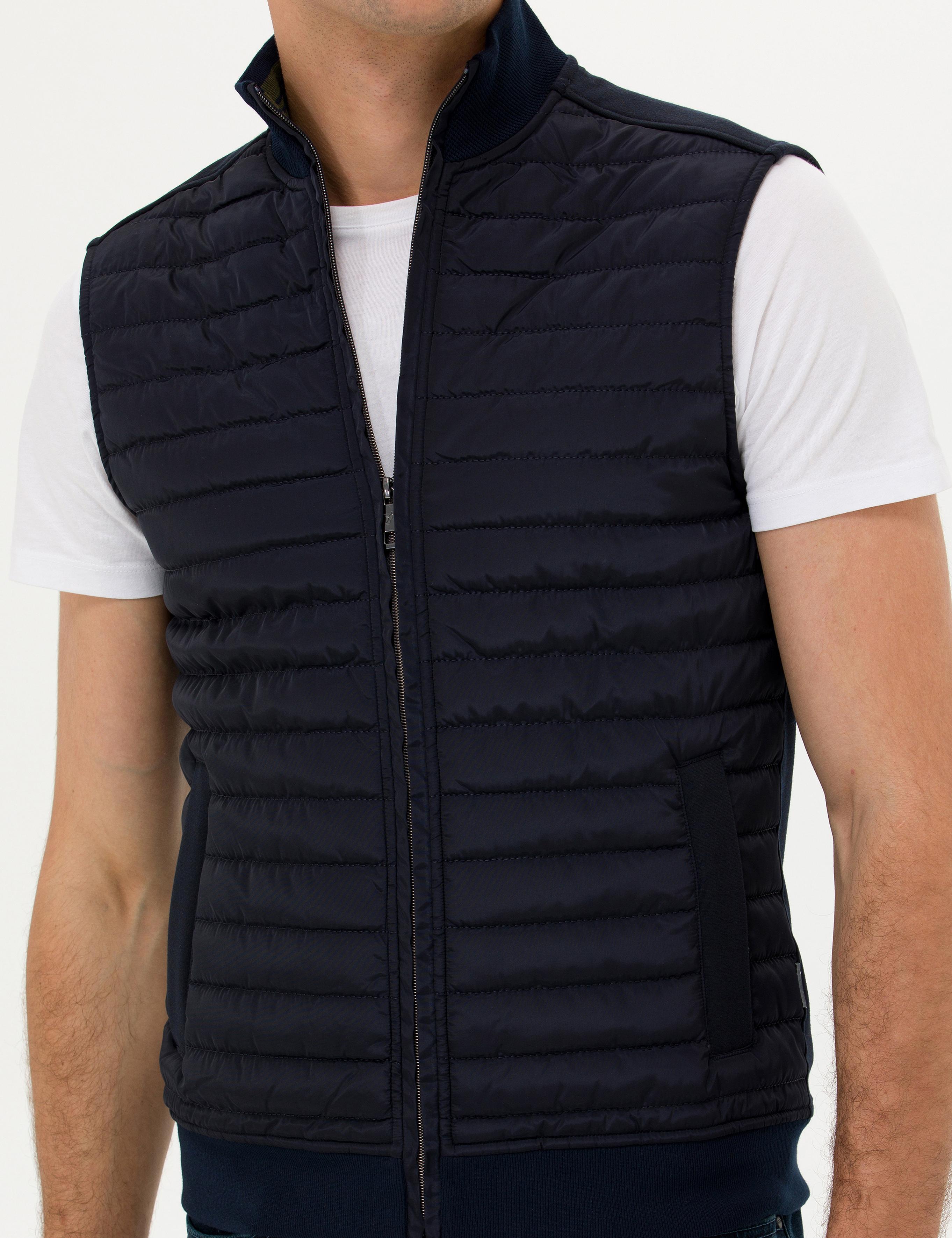 Lacivert İnce Kapitone Mont Yelek - 50266444014