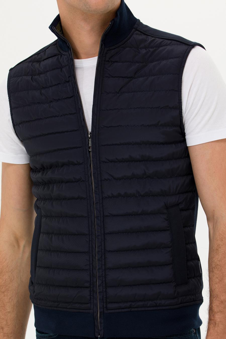 Lacivert İnce Kapitone Mont Yelek - 50266444014