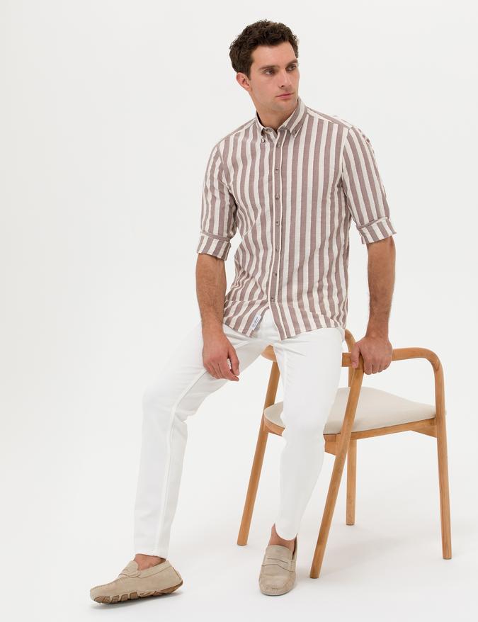 Beyaz Slim Fit Jean Pantolon