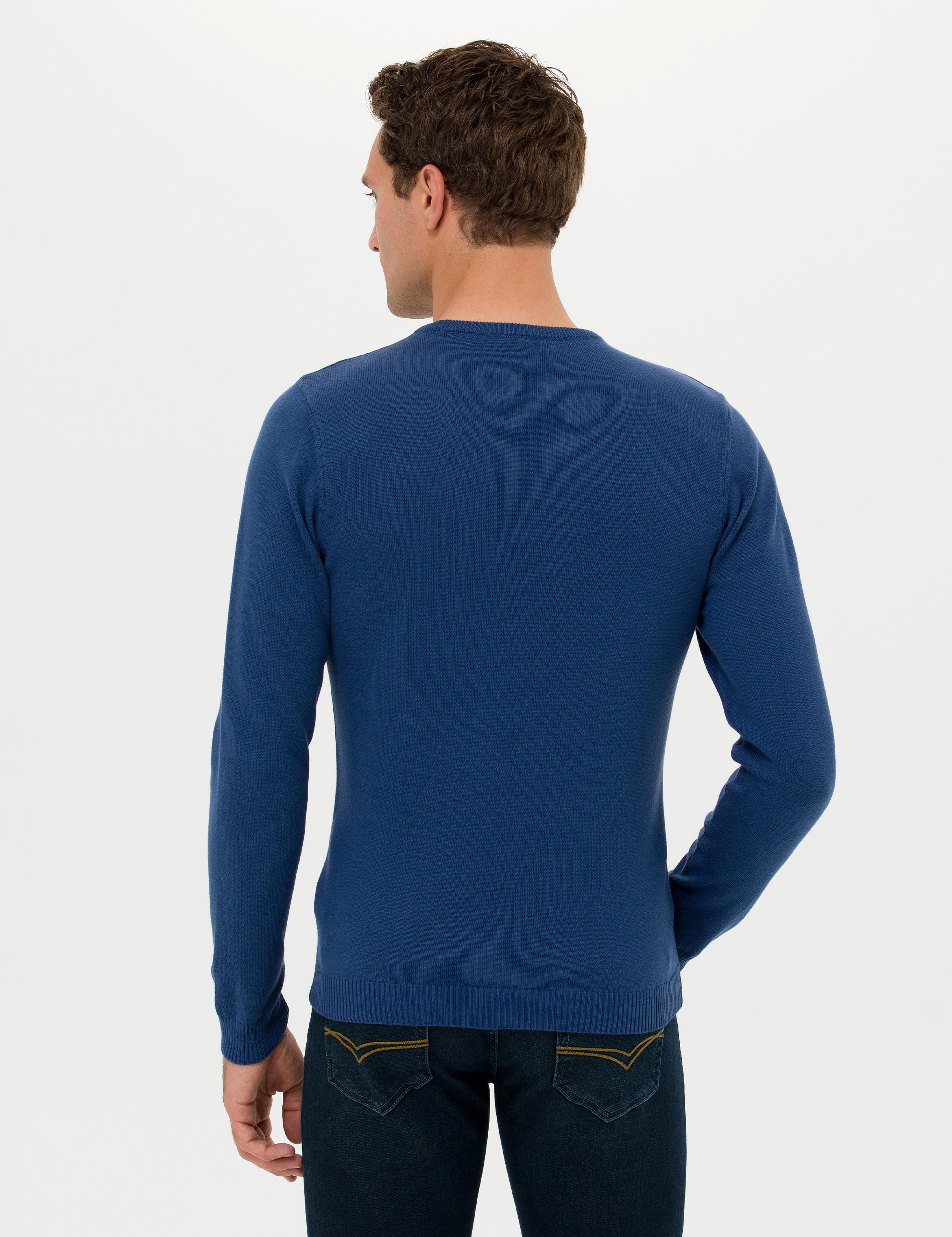 İndigo Slim Fit Pamuk Karışımlı Bisiklet Yaka Basic Triko Kazak - 50257379043