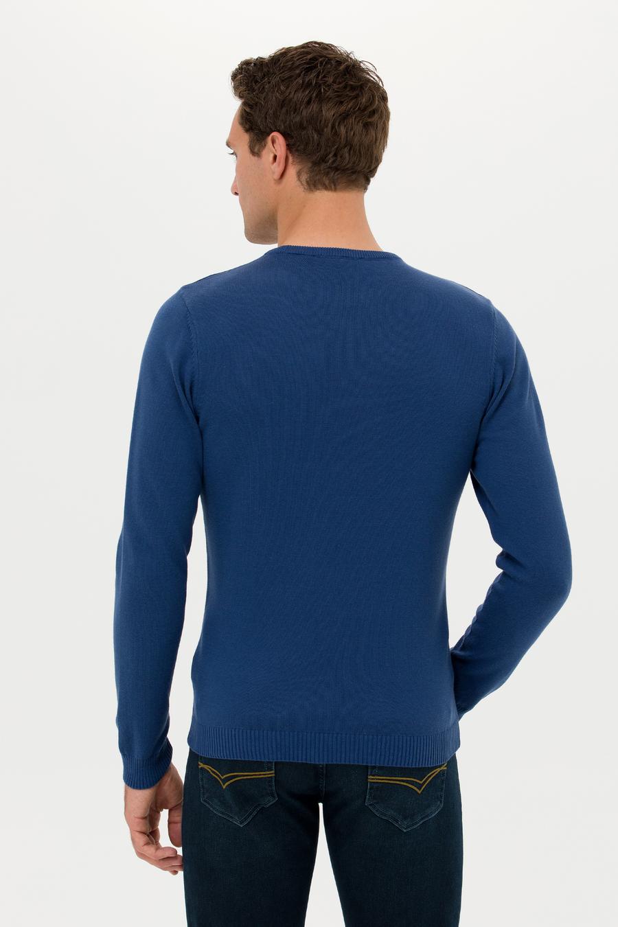 İndigo Slim Fit Pamuk Karışımlı Bisiklet Yaka Basic Triko Kazak - 50257379043