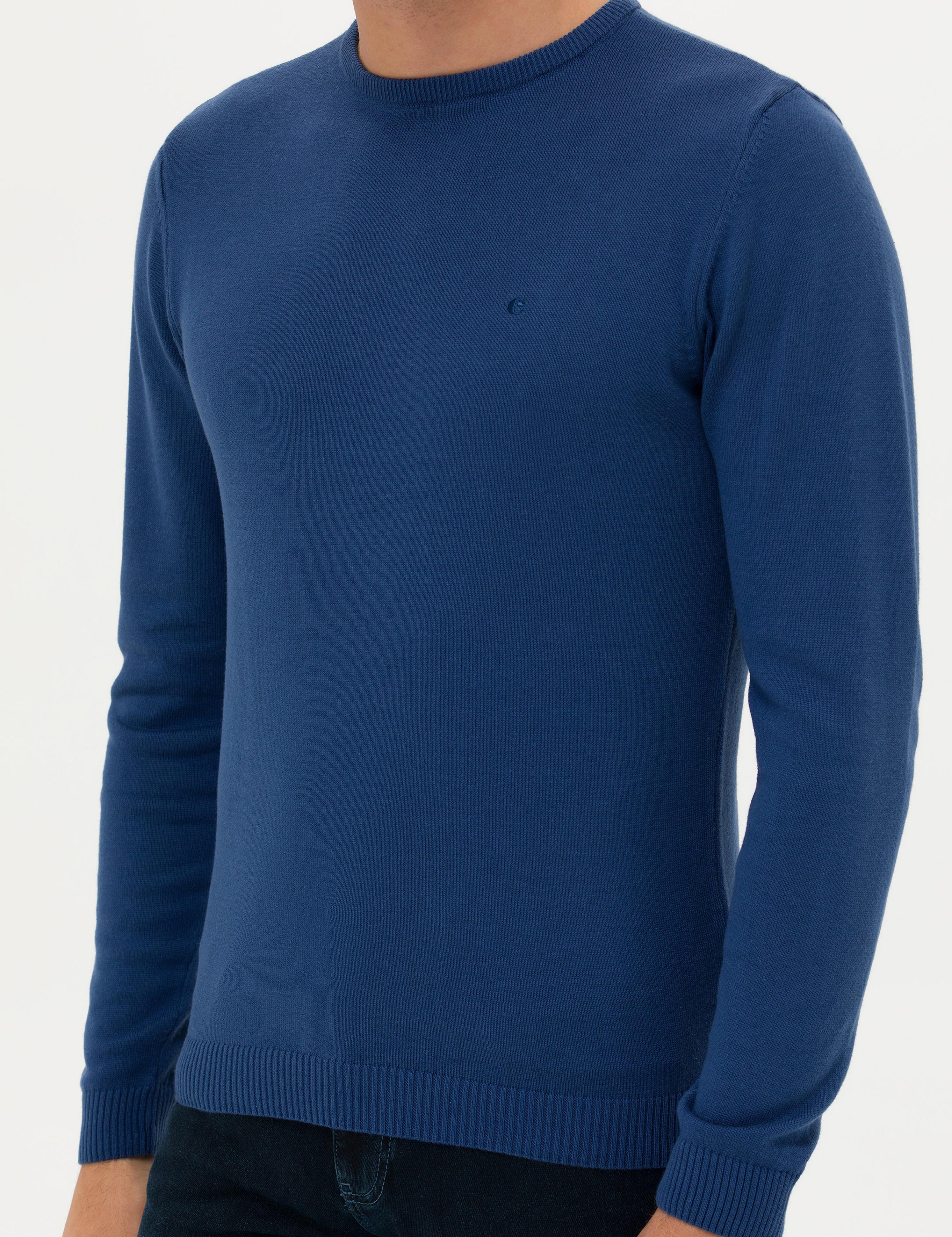 İndigo Slim Fit Pamuk Karışımlı Bisiklet Yaka Basic Triko Kazak - 50257379043