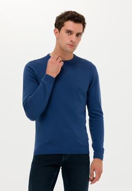 İndigo Slim Fit Pamuk Karışımlı Bisiklet Yaka Basic Triko Kazak