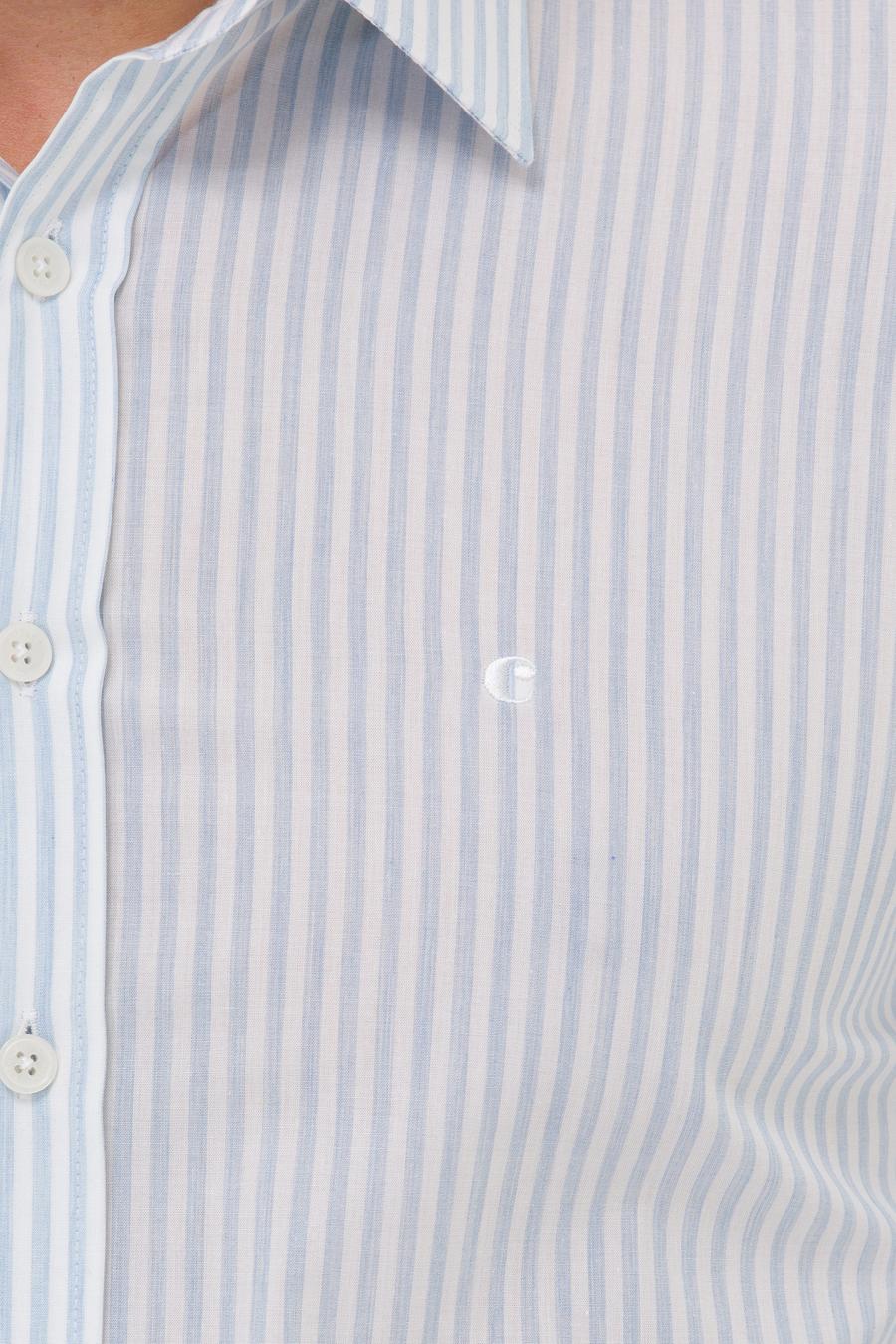 Açık Mavi Slim Fit Uzun Kollu Çizgili Gömlek - 50265464065