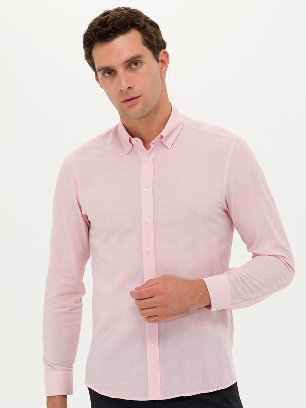 Pembe Slim Fit Uzun Kollu Gömlek