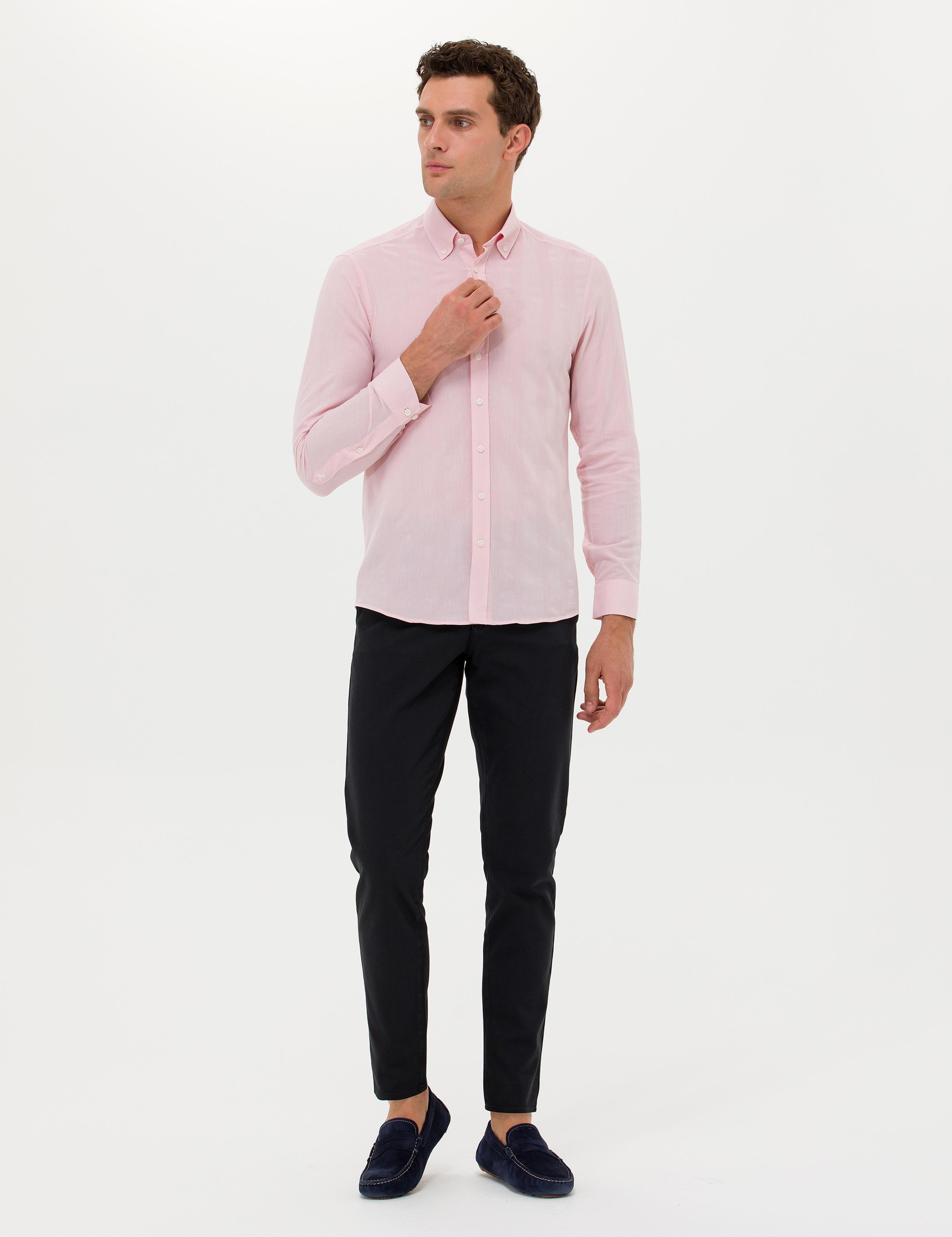 Pembe Slim Fit Uzun Kollu Gömlek - 50265484054