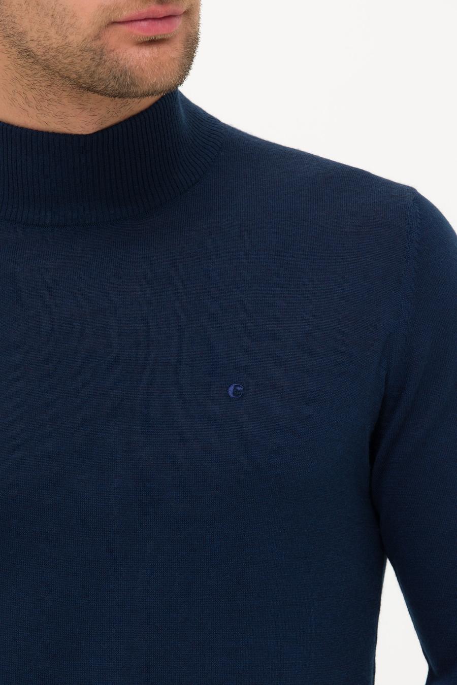 Lacivert Slim Fit Yarım Balıkçı Basic Triko Kazak - 50211256031