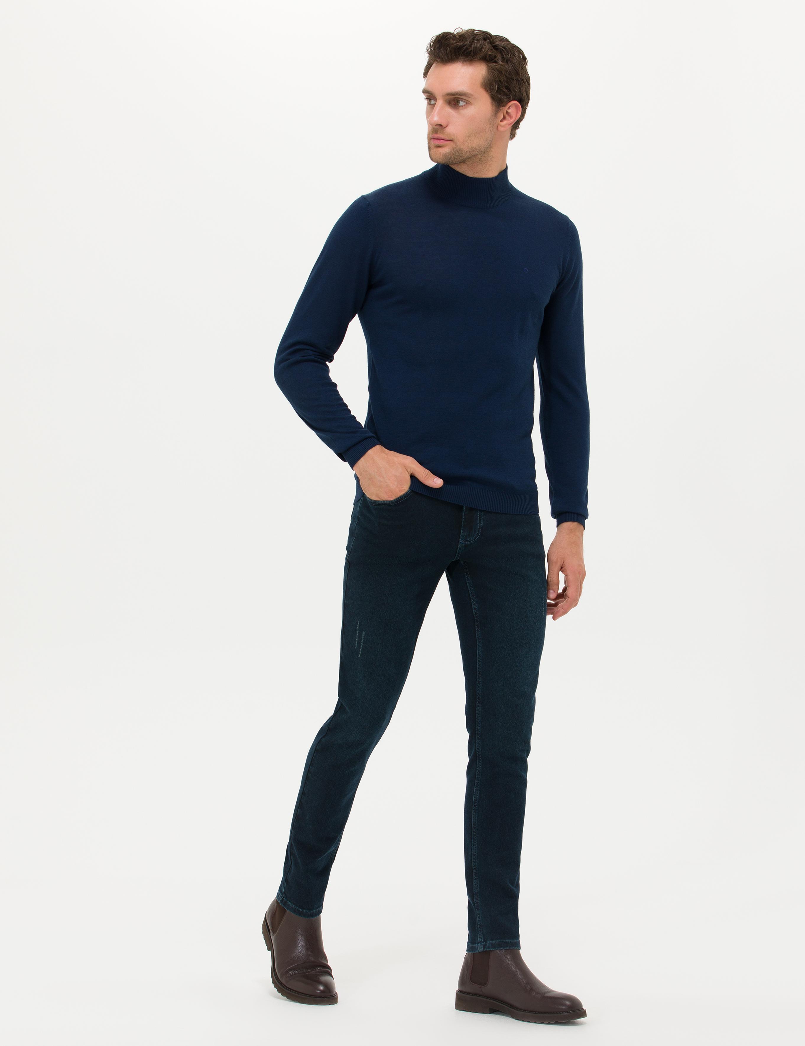 Lacivert Slim Fit Yarım Balıkçı Basic Triko Kazak - 50211256031