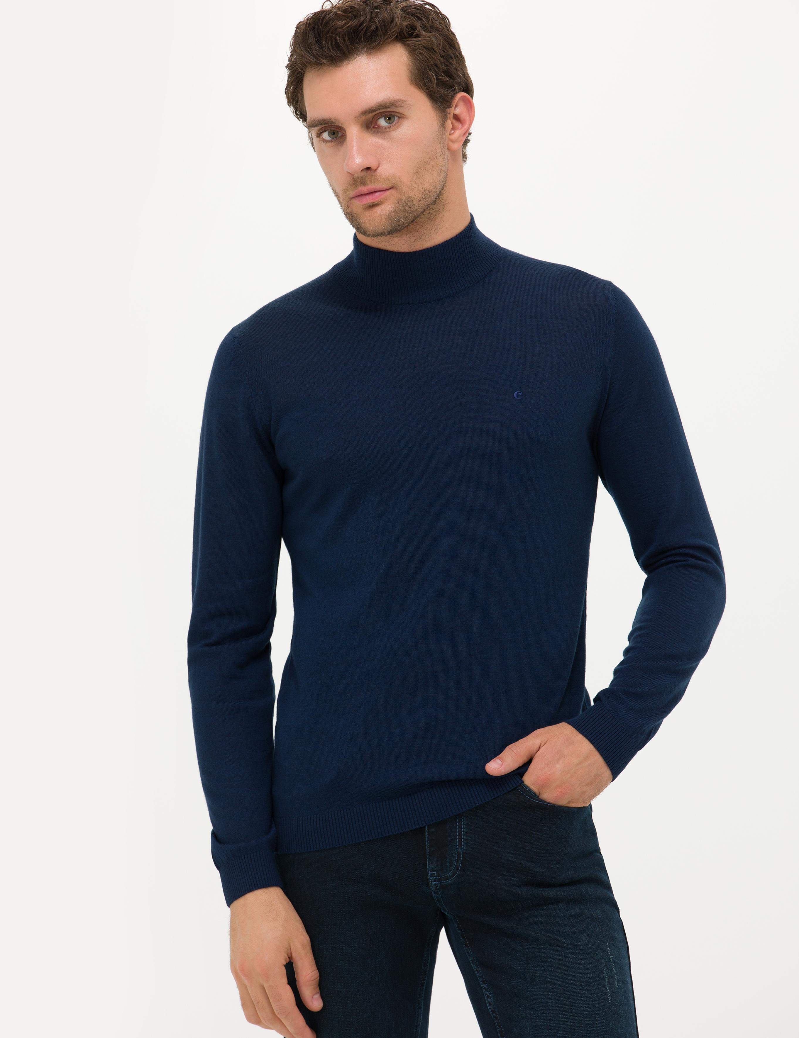 Lacivert Slim Fit Yarım Balıkçı Basic Triko Kazak - 50211256031