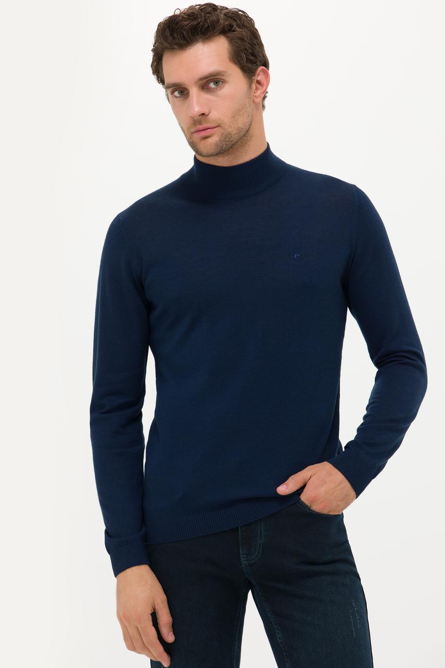 Lacivert Slim Fit Yarım Balıkçı Basic Triko Kazak - 50211256031