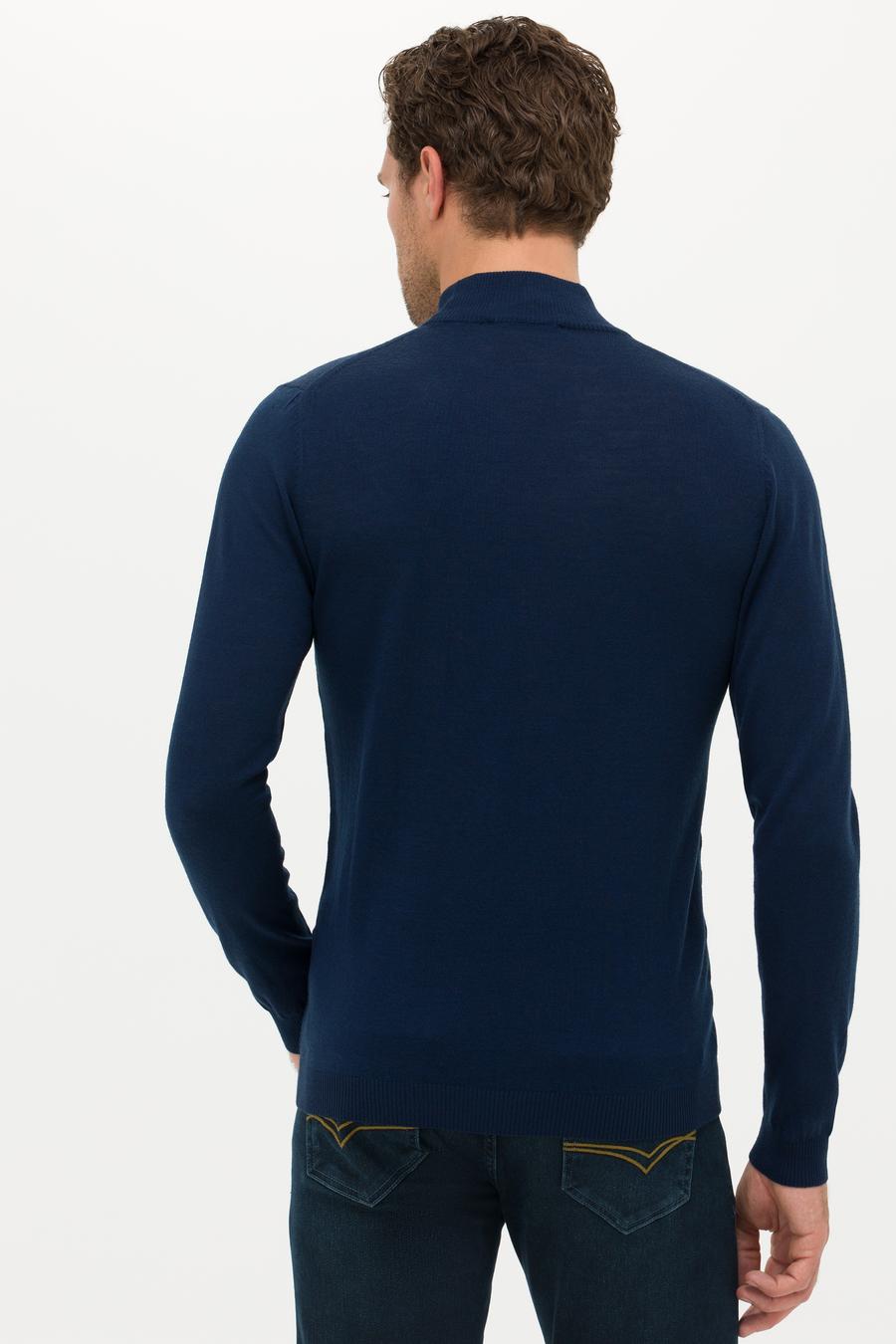 Lacivert Slim Fit Yarım Balıkçı Basic Triko Kazak - 50211256031