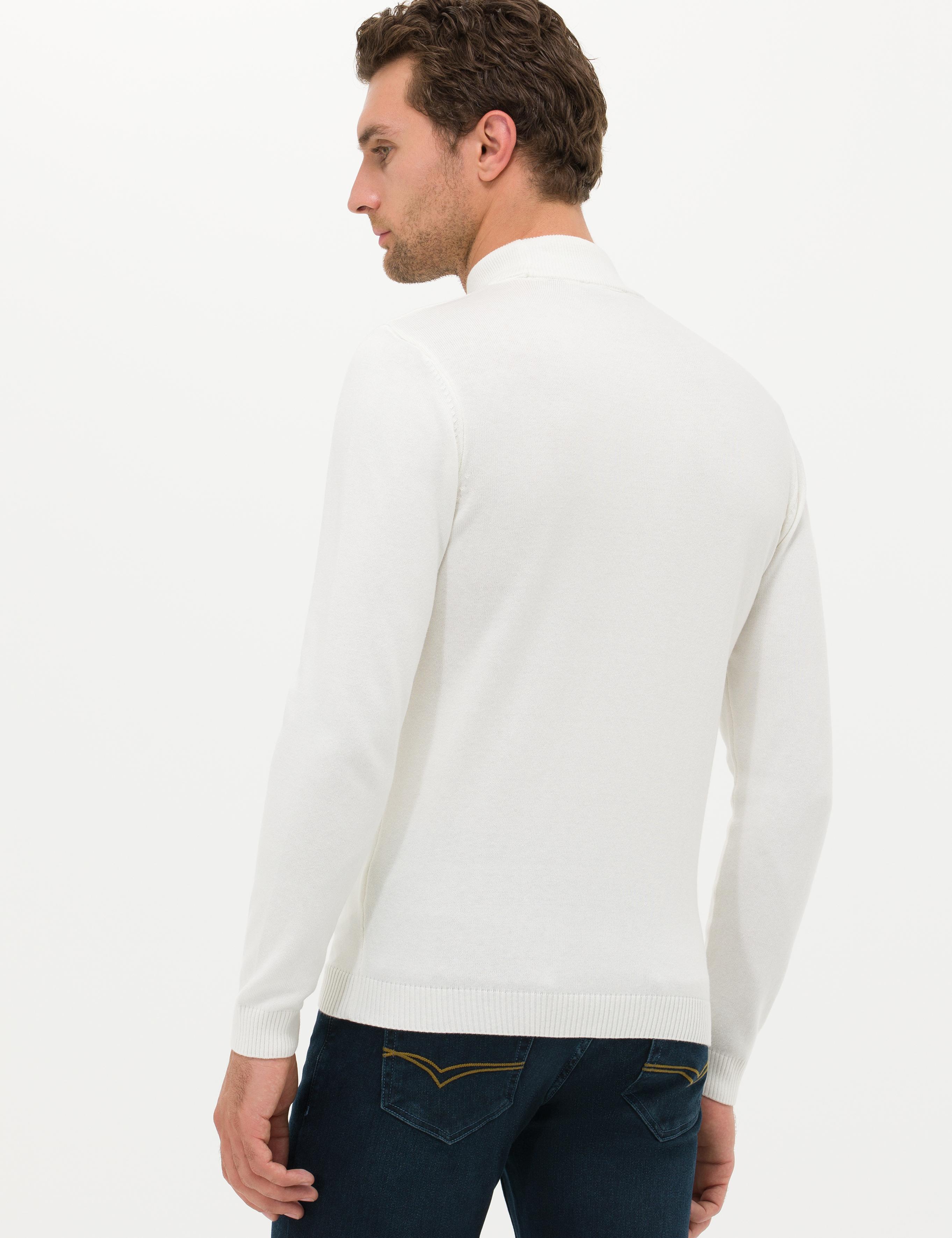 Ekru Slim Fit Yarım Balıkçı Basic Triko Kazak - 50257392066
