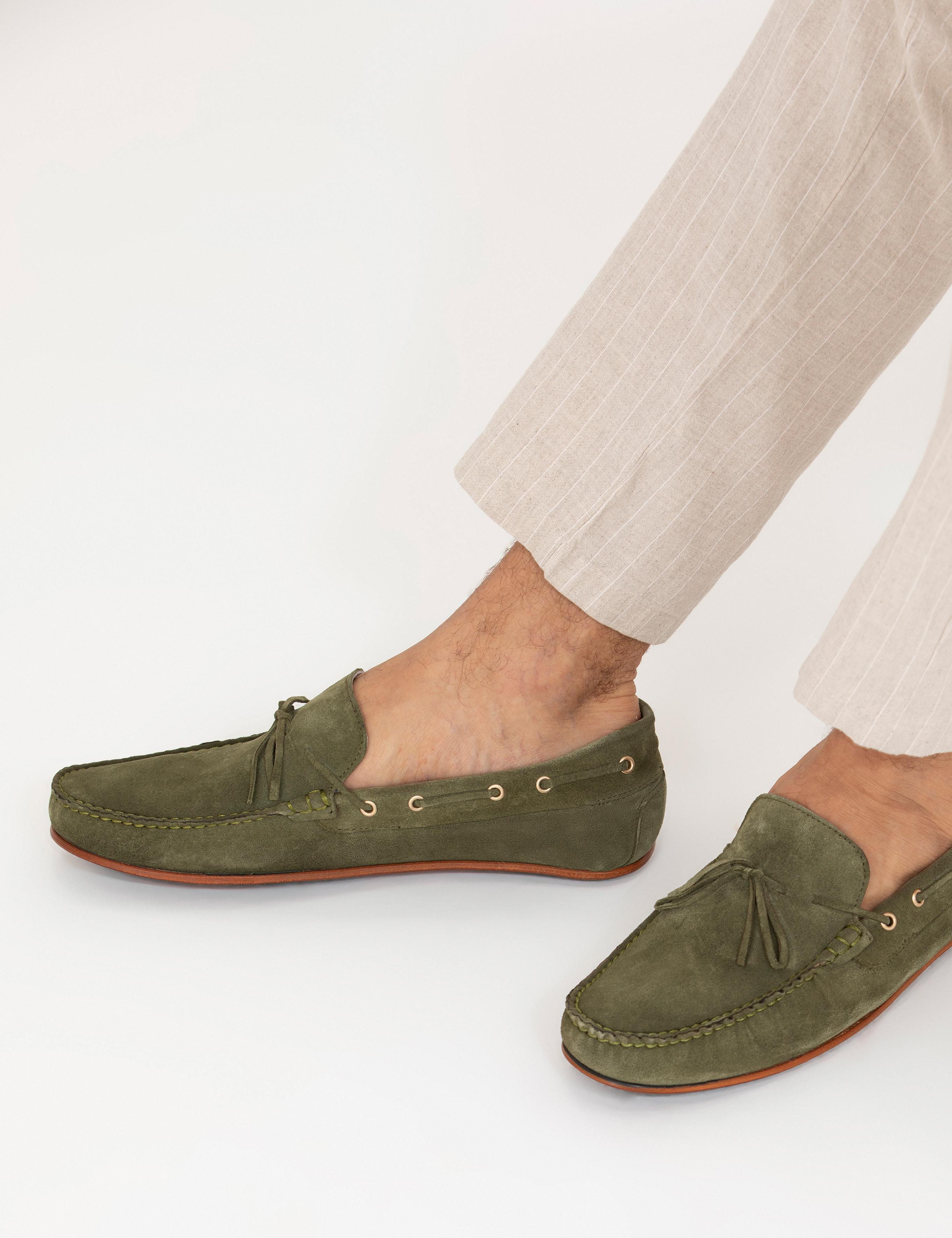 Haki Kösele Taban %100 Deri Loafer Ayakkabı - 50268410004