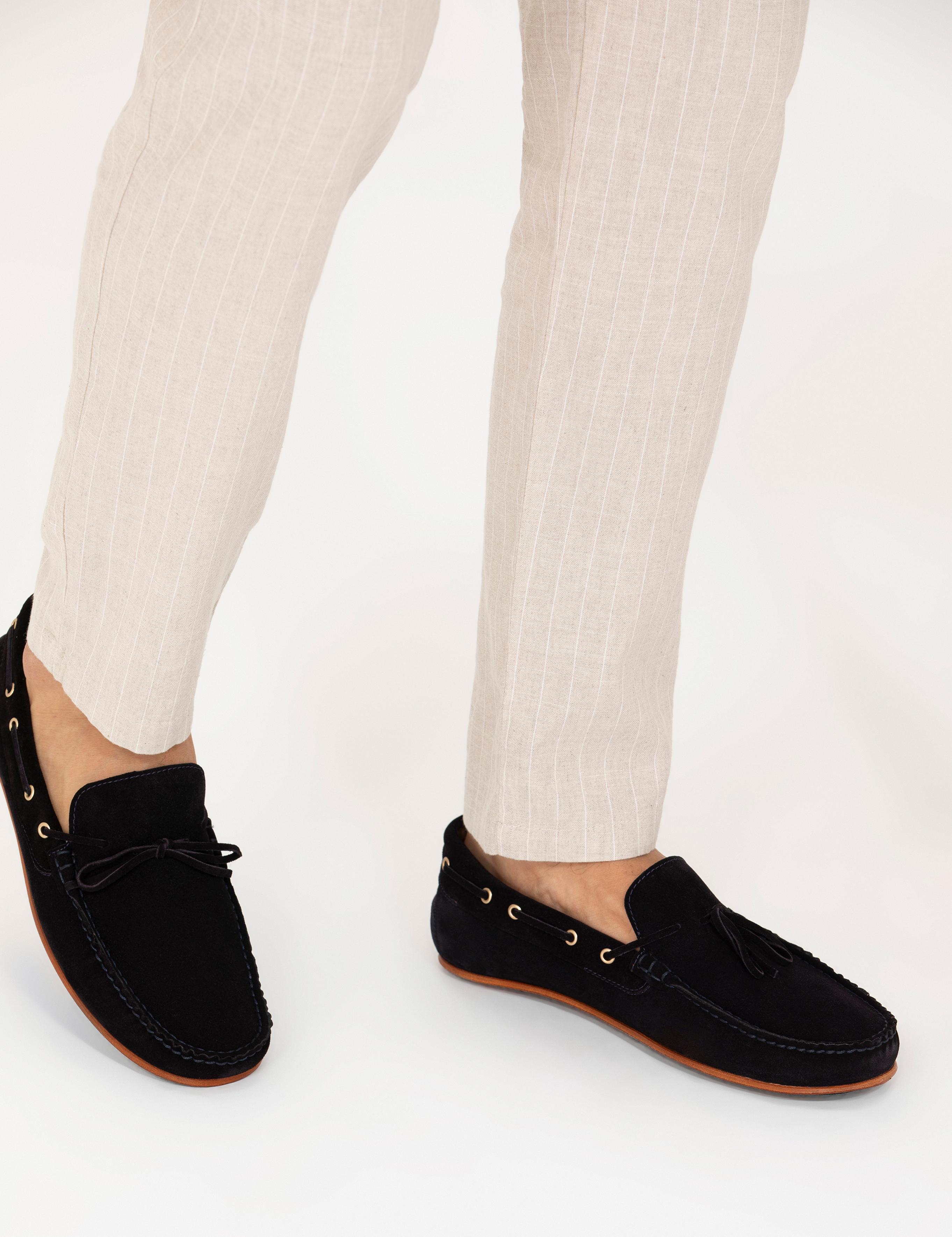 Lacivert Kösele Taban %100 Deri Loafer Ayakkabı - 50268410051