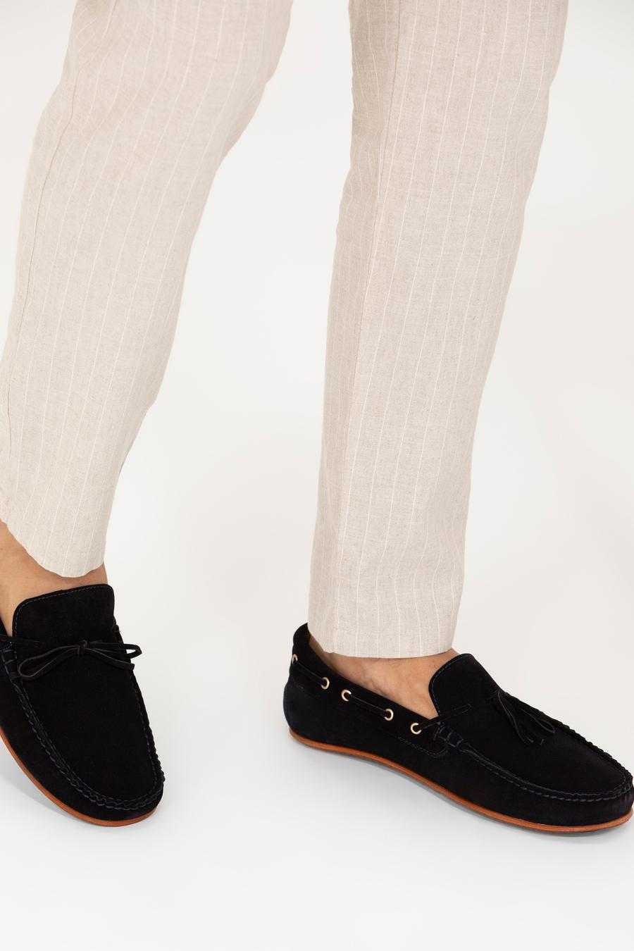Lacivert Kösele Taban %100 Deri Loafer Ayakkabı - 50268410051