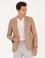 Kahverengi Slim Fit %100 Keten Ceket