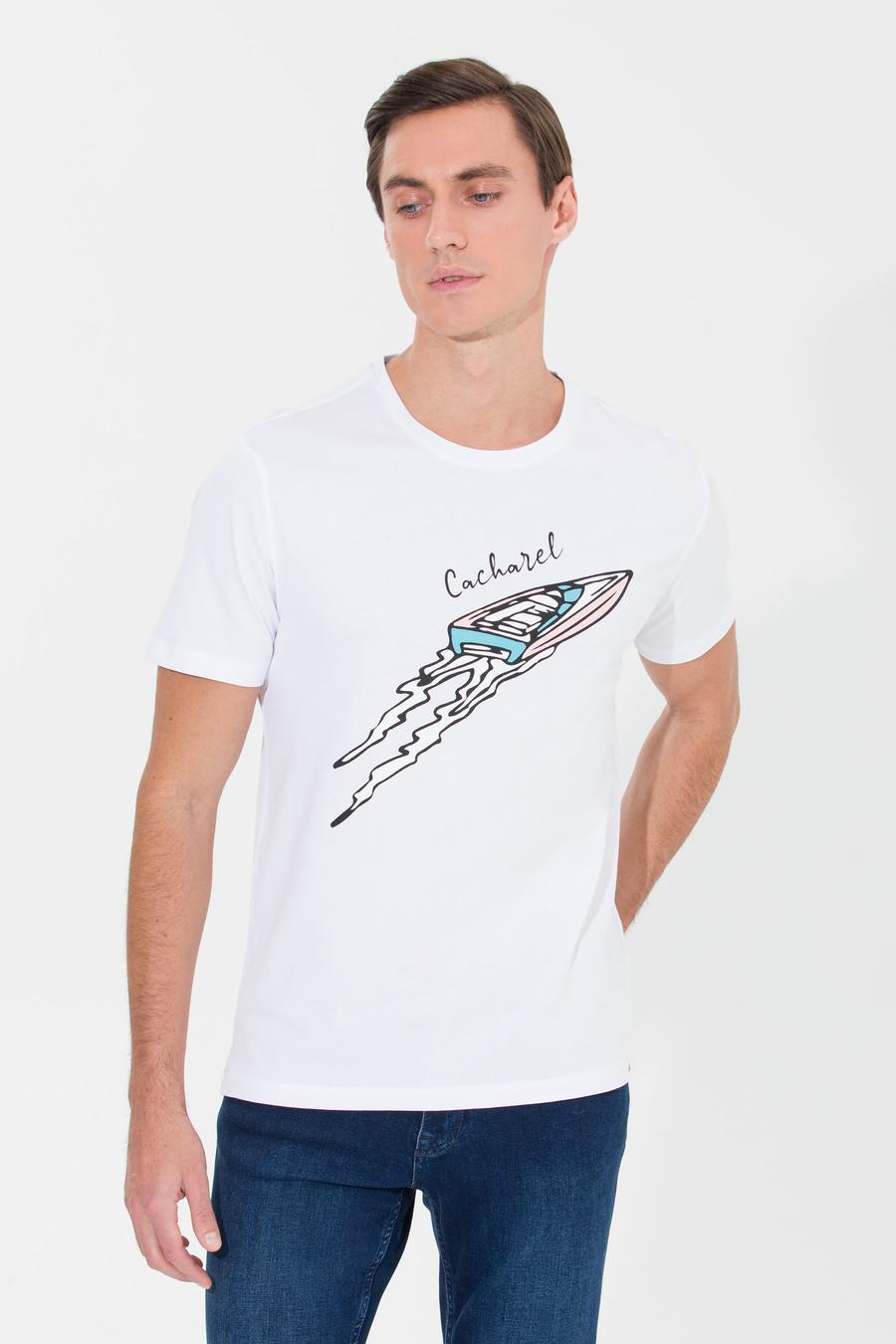 Beyaz Bisiklet Yaka Slim Fit T-Shirt - 50266515002