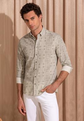 Haki Slim Fit Uzun Kollu Gömlek