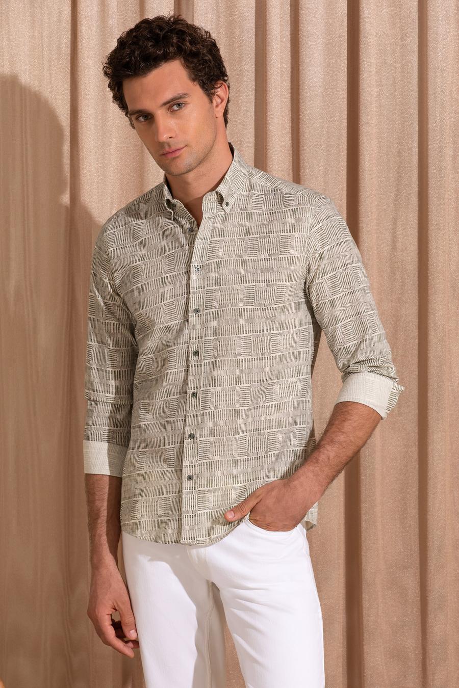 Haki Slim Fit Uzun Kollu Gömlek - 50265455059