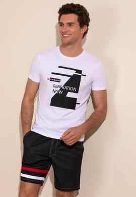 Beyaz Bisiklet Yaka Slim Fit T-Shirt
