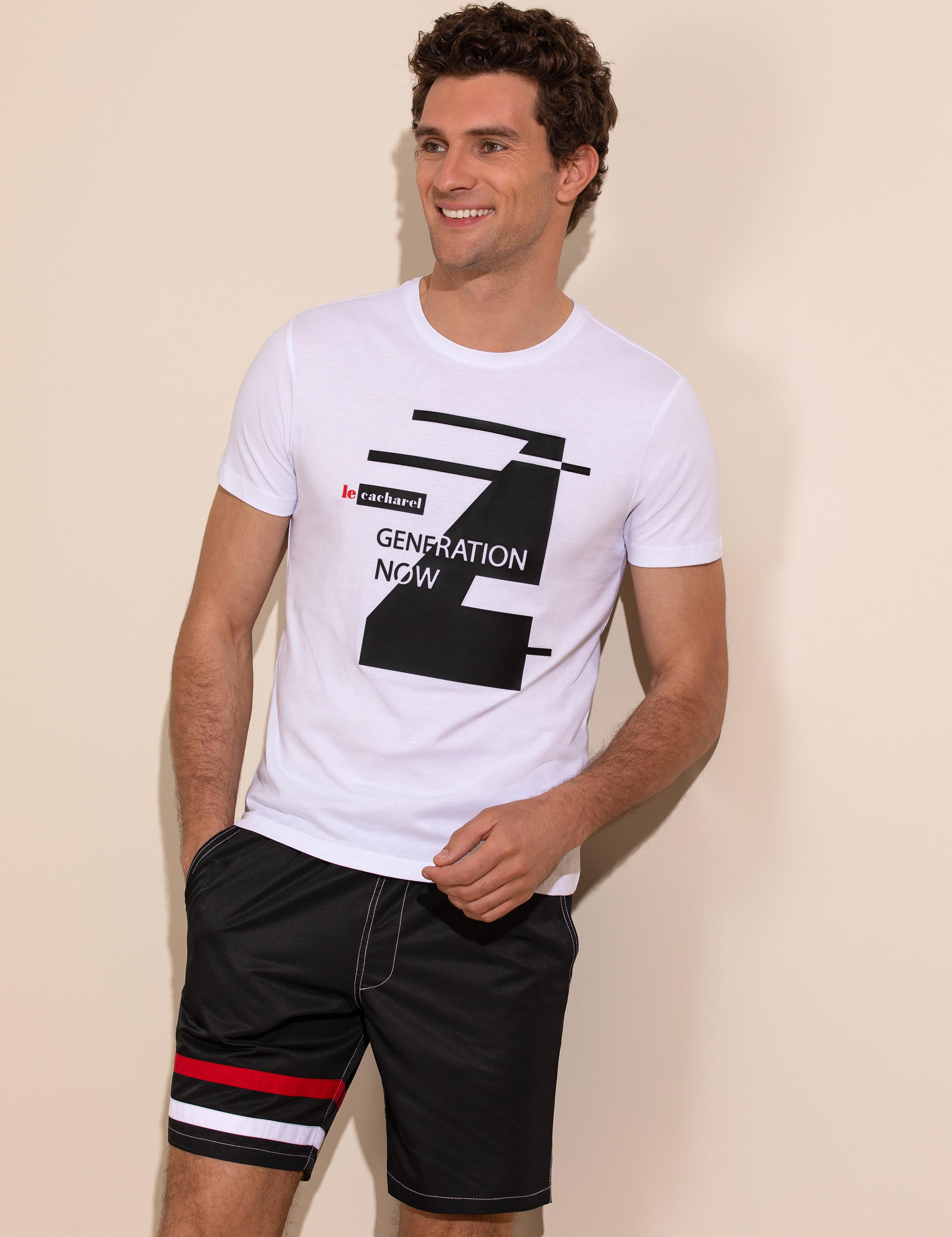 Beyaz Bisiklet Yaka Slim Fit T-Shirt - 50265418012