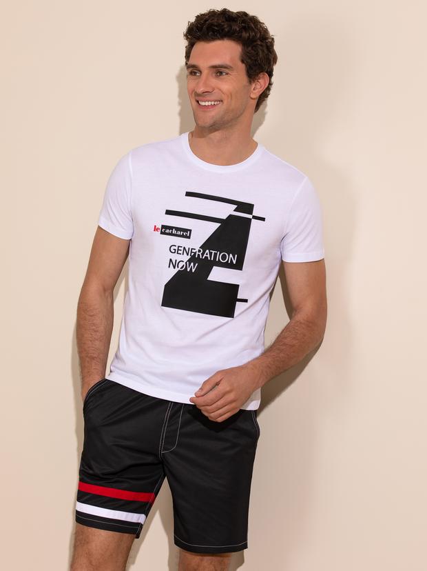 Beyaz Bisiklet Yaka Slim Fit T-Shirt