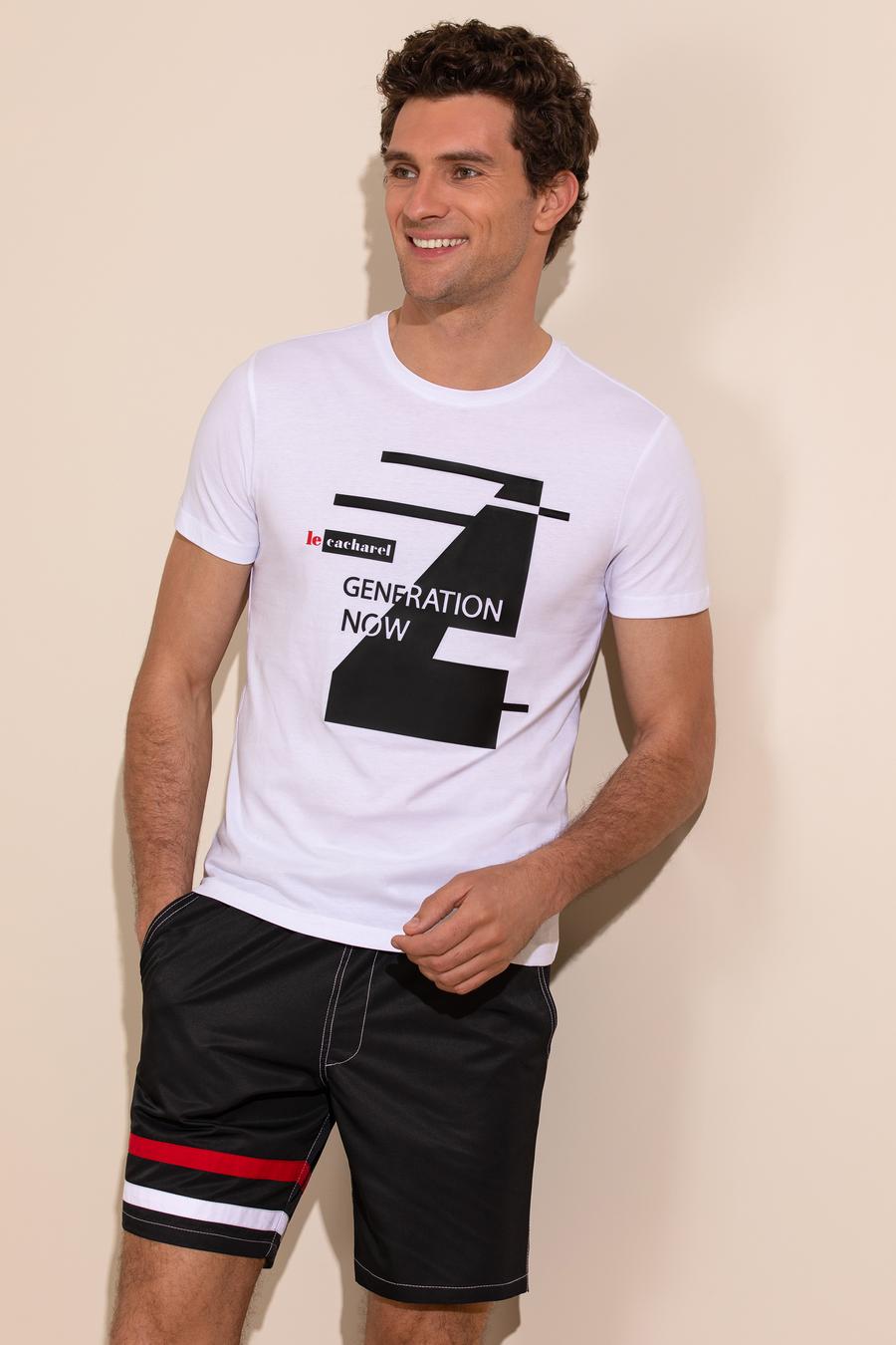 Beyaz Bisiklet Yaka Slim Fit T-Shirt - 50265418012