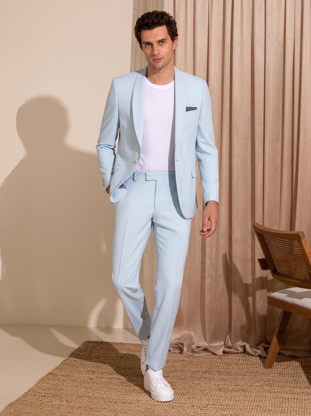 Açık Mavi Slim Fit Smokin Damatlık
