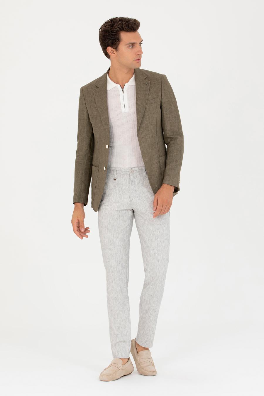 Haki Slim Fit %100 Keten Ceket - 50268891074