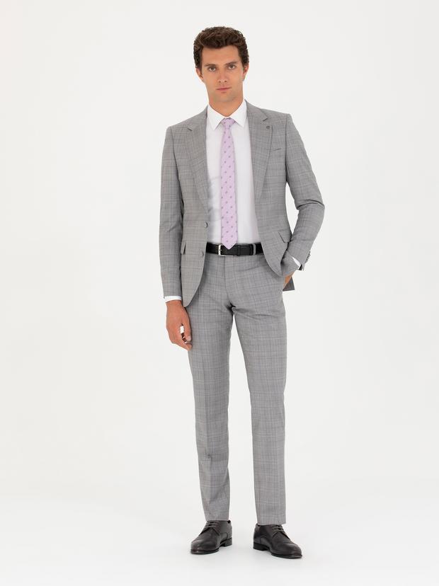 Gri Slim Fit Takım Elbise
