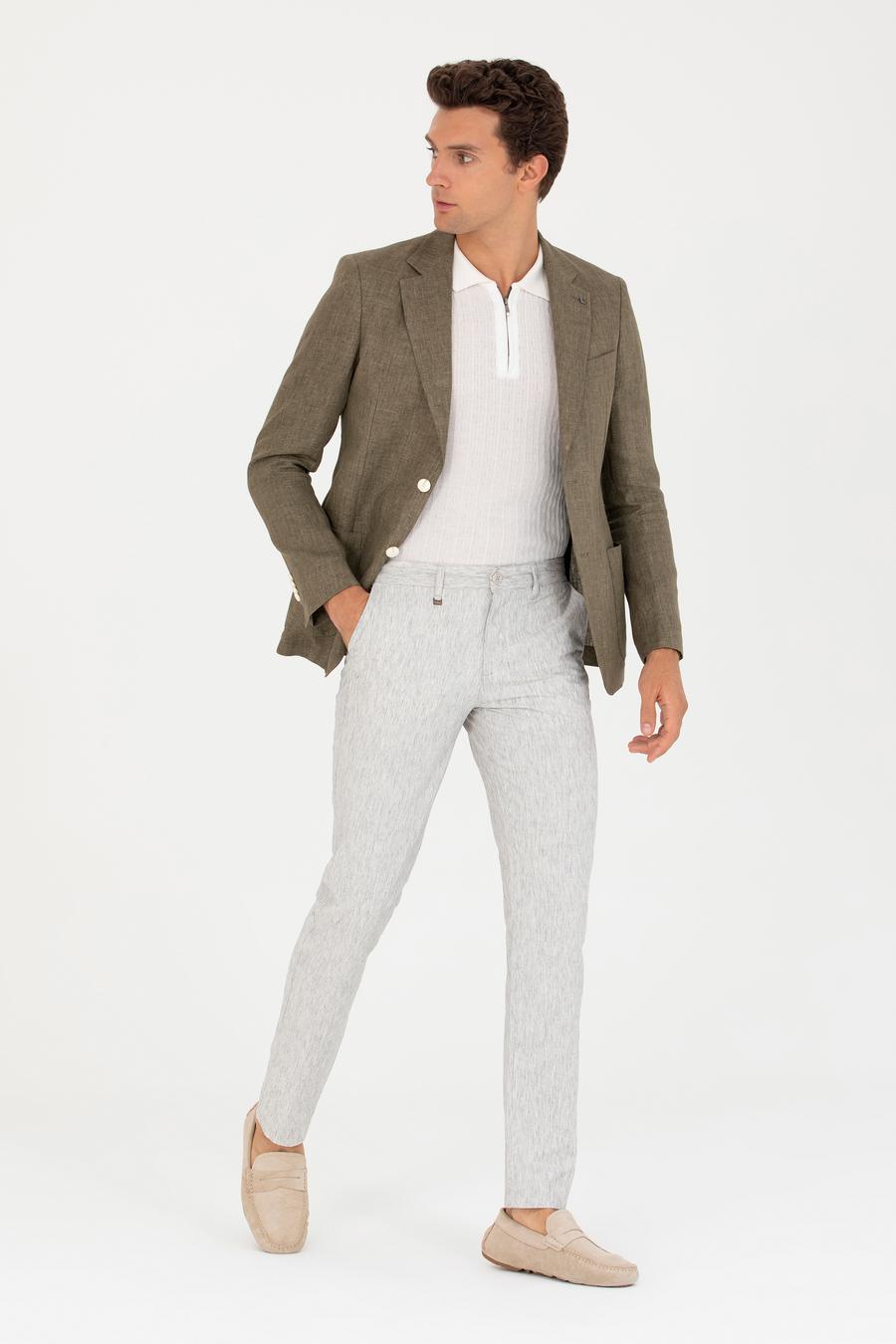 Taş Slim Fit Keten Karışımlı Kanvas Pantolon - 50266850153