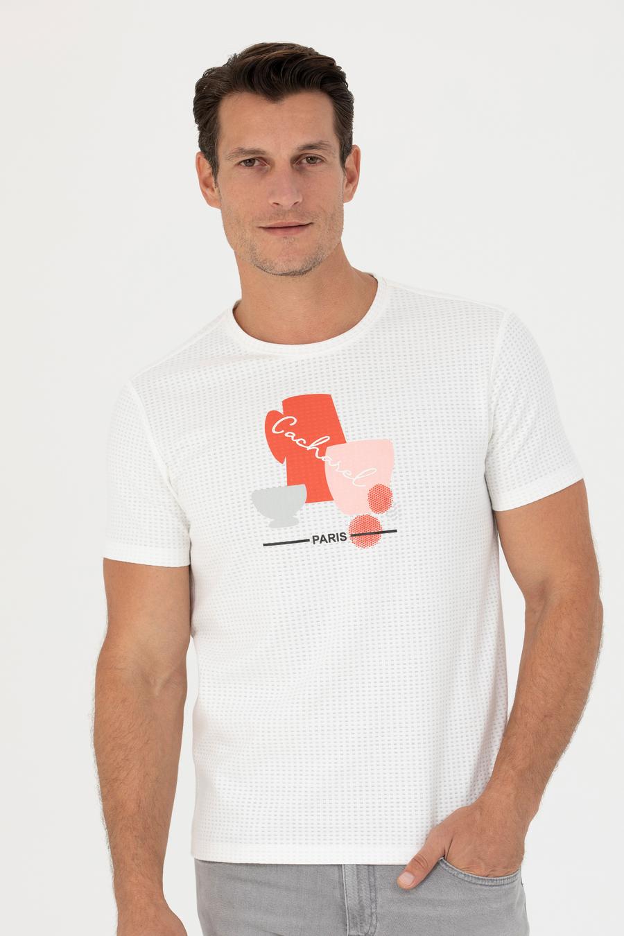 Beyaz Slim Fit Bisiklet Yaka T-Shirt - 50265875014