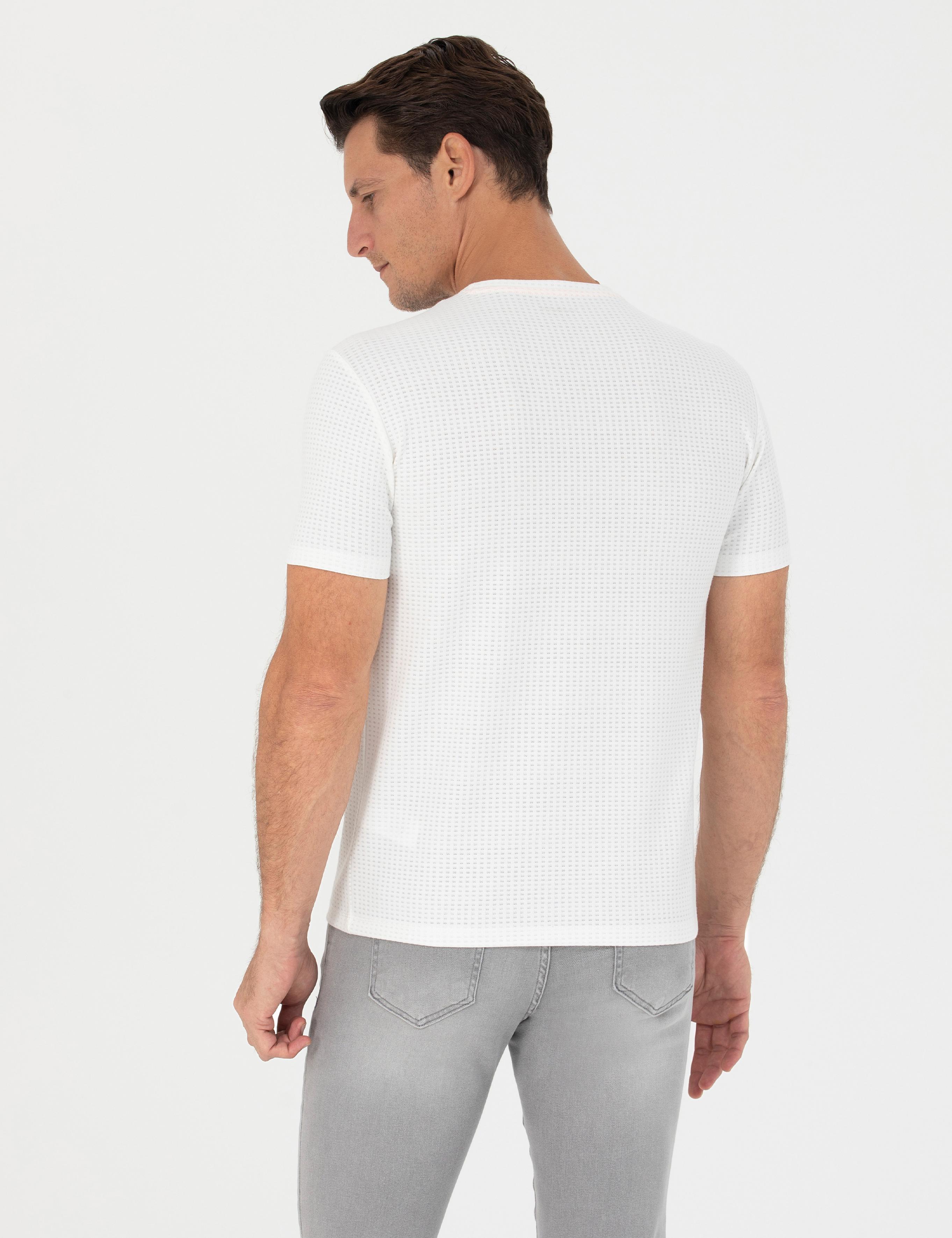 Beyaz Slim Fit Bisiklet Yaka T-Shirt - 50265875014