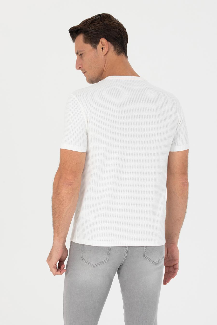 Beyaz Slim Fit Bisiklet Yaka T-Shirt - 50265875014