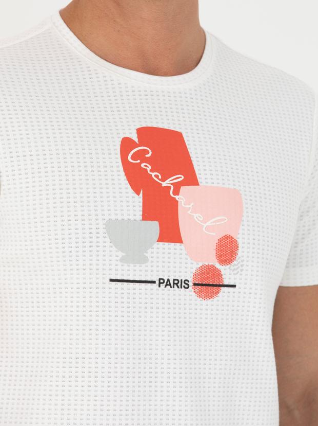 Beyaz Slim Fit Bisiklet Yaka T-Shirt