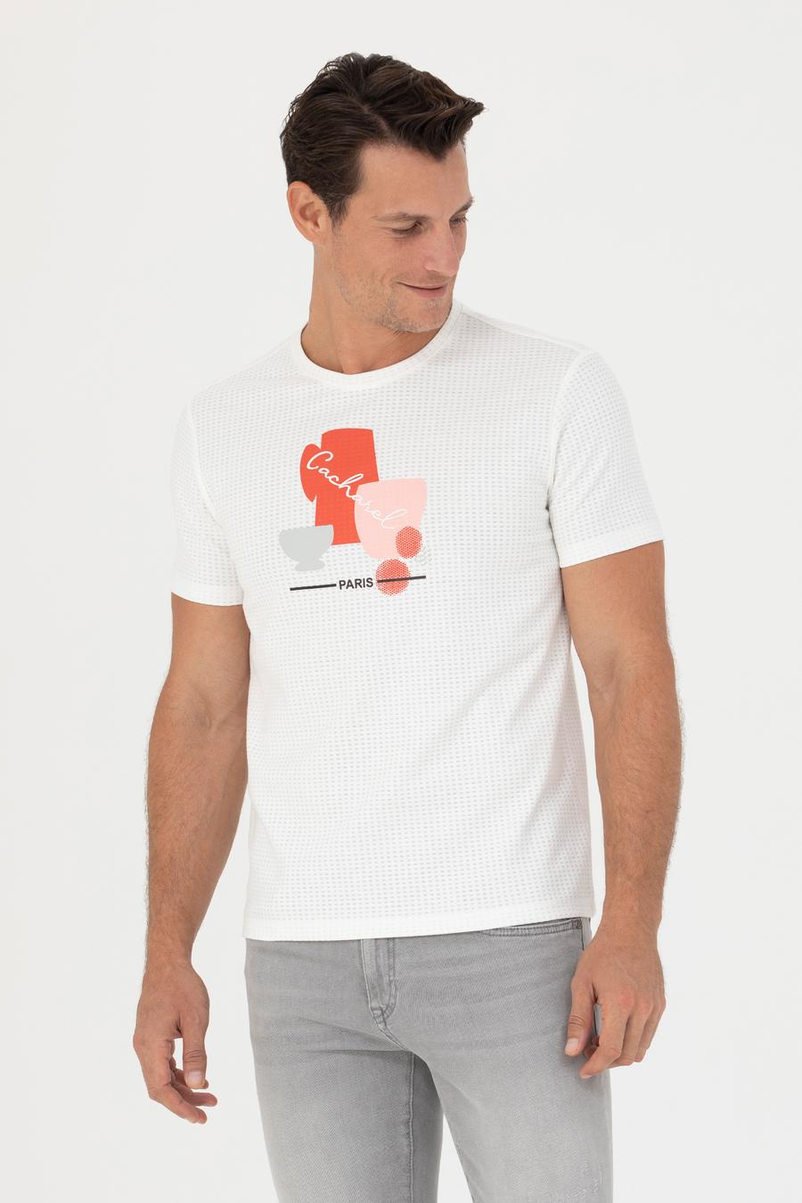 Beyaz Slim Fit Bisiklet Yaka T-Shirt - 50265875014