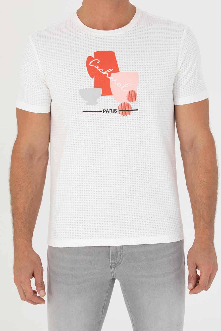 Beyaz Slim Fit Bisiklet Yaka T-Shirt - 50265875014