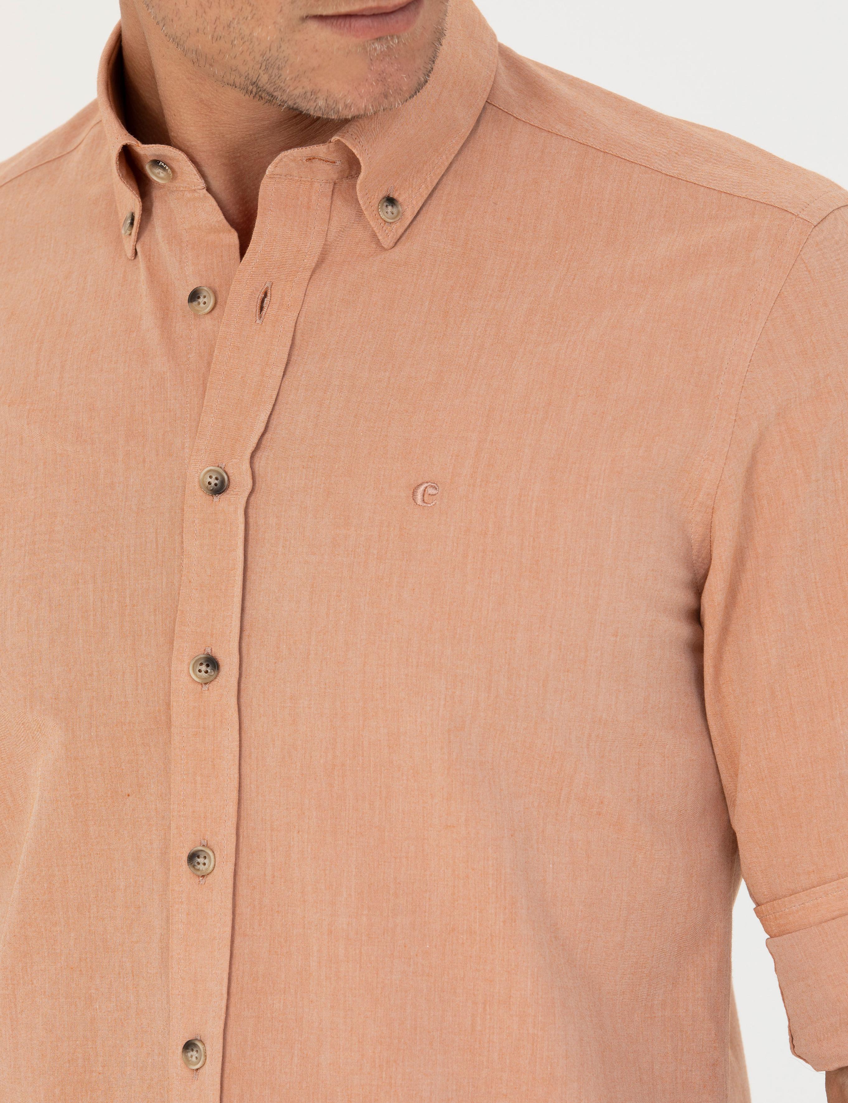 Turuncu Slim Fit Uzun Kollu Gömlek - 50265476089