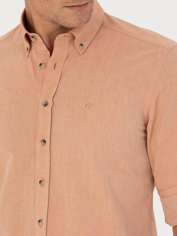 Turuncu Slim Fit Uzun Kollu Gömlek