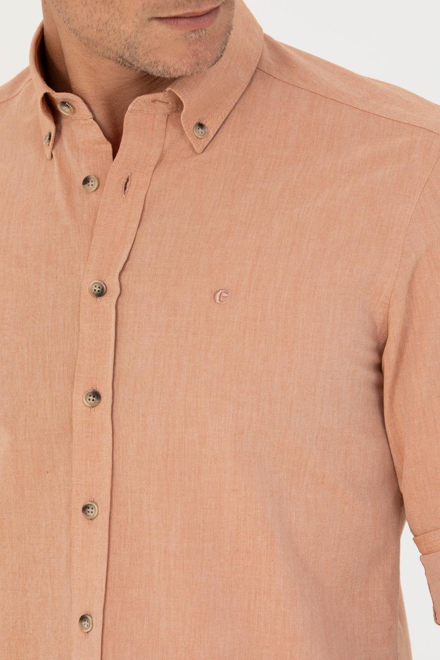 Turuncu Slim Fit Uzun Kollu Gömlek - 50265476089