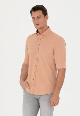 Turuncu Slim Fit Uzun Kollu Gömlek