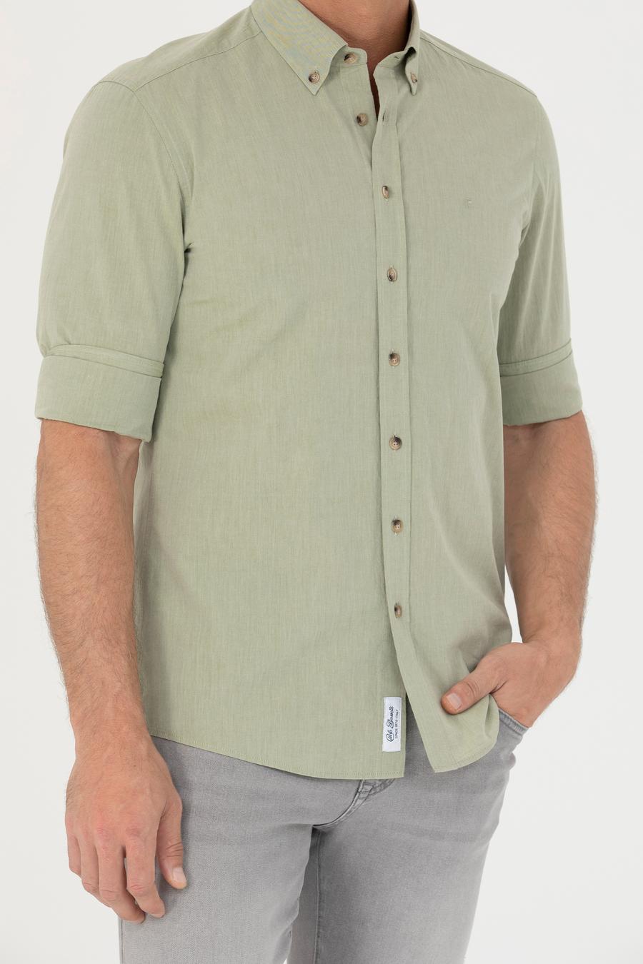 Haki Slim Fit Uzun Kollu Gömlek - 50265476099