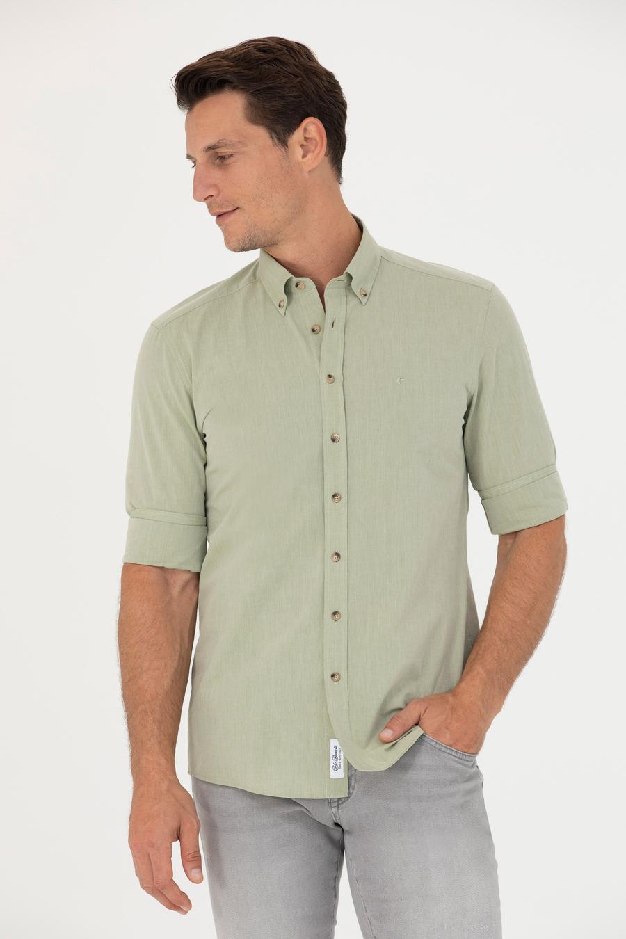 Haki Slim Fit Uzun Kollu Gömlek - 50265476099