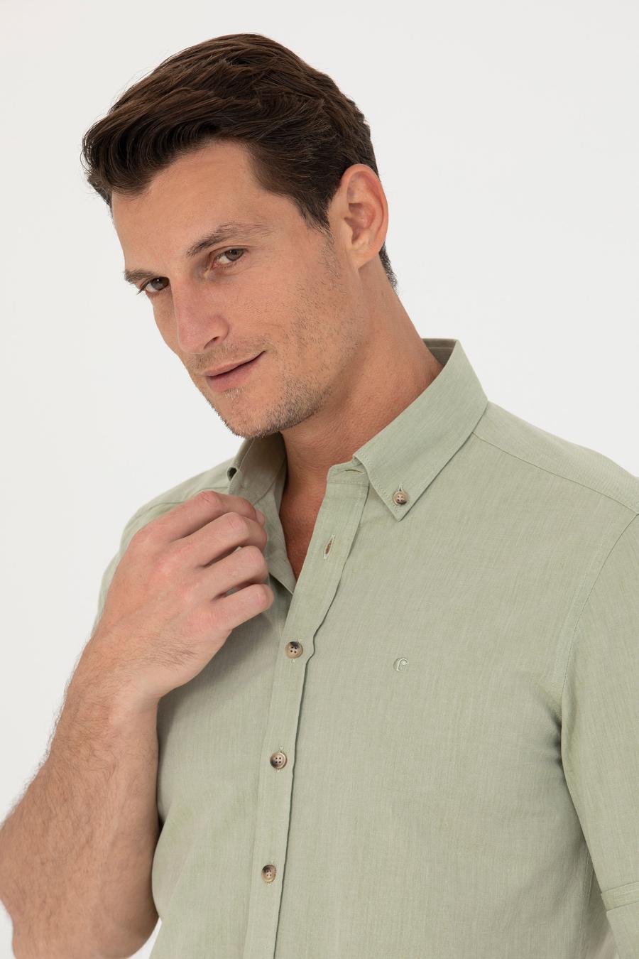 Haki Slim Fit Uzun Kollu Gömlek - 50265476099