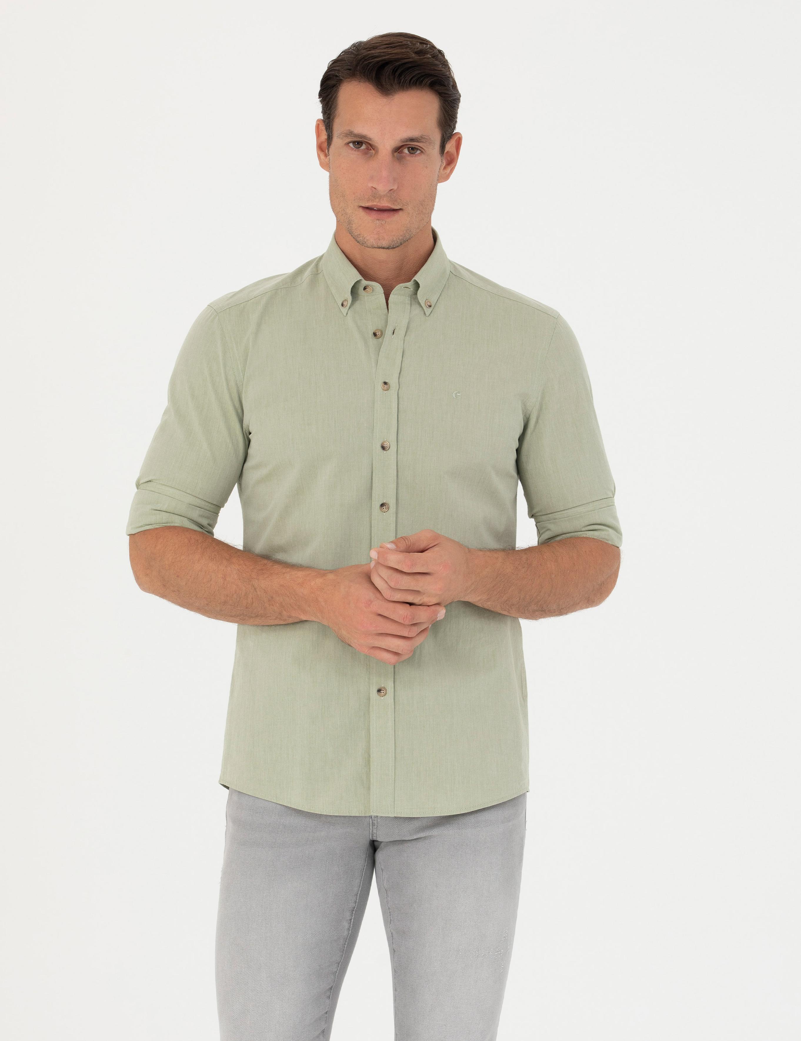 Haki Slim Fit Uzun Kollu Gömlek - 50265476099